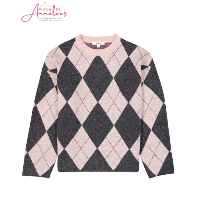 Garcia Pullover Ruit V260241-3105 Grijs Roze Garcia Pullover Ruit V260241-3105 Grijs Roze